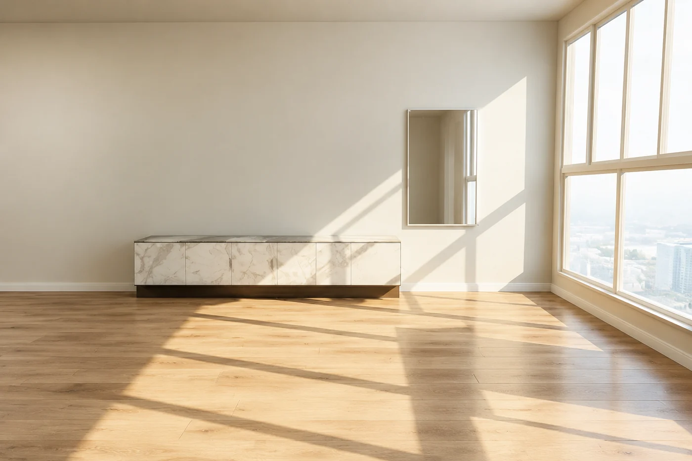 Primera imagen generada con el mueble bajo trasero aún presente y su material cambiado