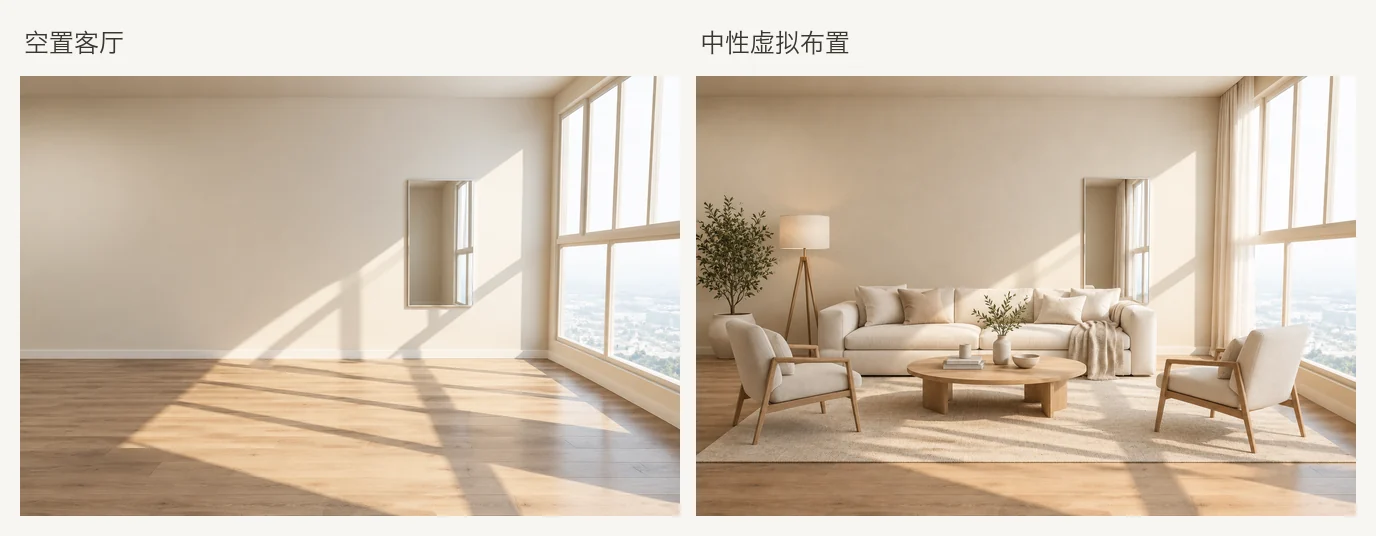 Virtuelles Home Staging mit KI: vom Raumfoto zum möblierten Immobilienbild
