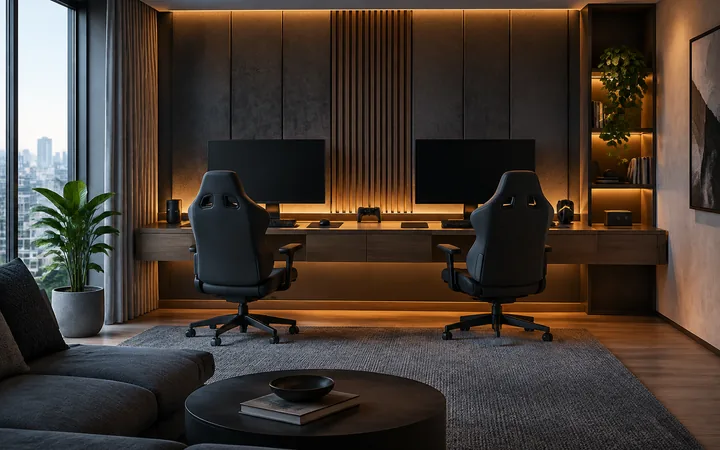 AI-generated gaming room concept illustration